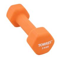 Гантель "TORRES 2 кг" арт.PL55012, металл в неопреновой оболочке, форма шестигранник, оранжевый