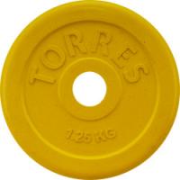 Диск обрезиненный TORRES 1,25 кг арт. PL50381, d 25 мм, металл в резиновой оболочке, желтый