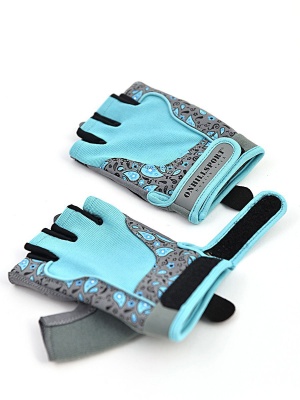 Перчатки для фитнеса женские замш серо-голубые  X10, S