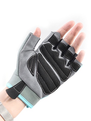 Перчатки для фитнеса женские замш серо-голубые  X10, S
